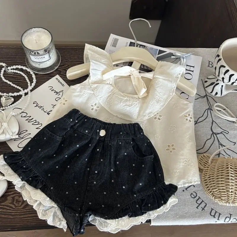 Girls' Stylish Tank Top and Cowboy Shorts Summer Set