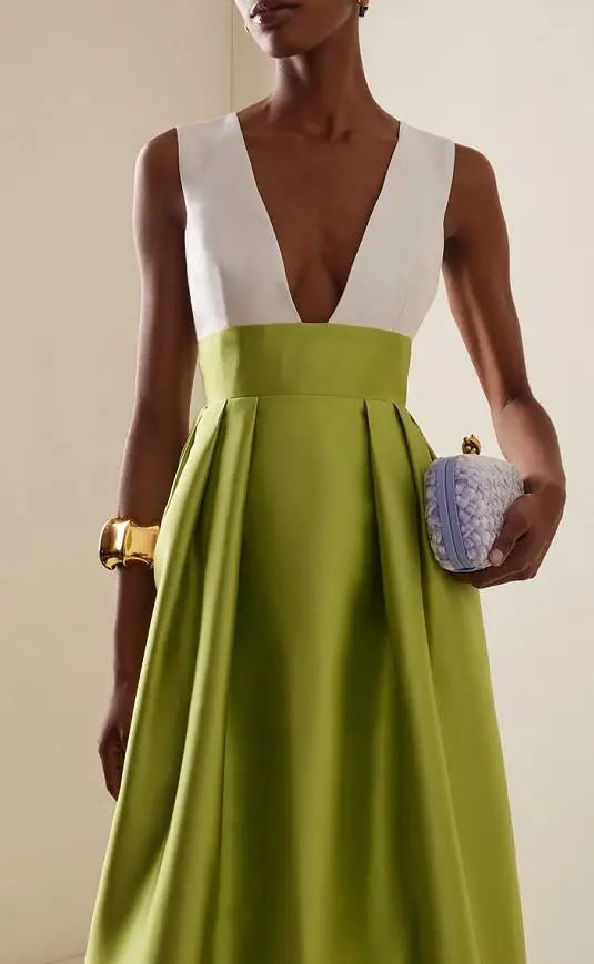 Elegant Deep V-Neck Sleeveless Party Dress for Women