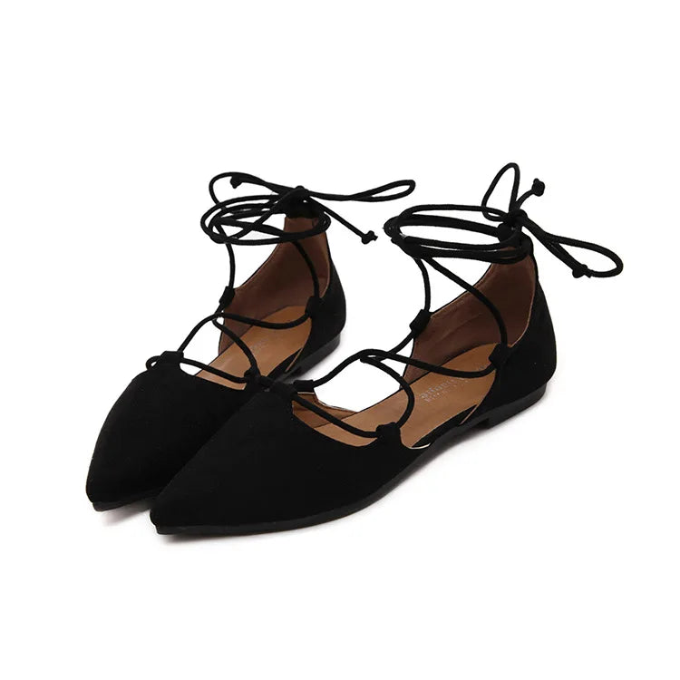 Pointed Toe Roman Sandals for Women in Flock Material
