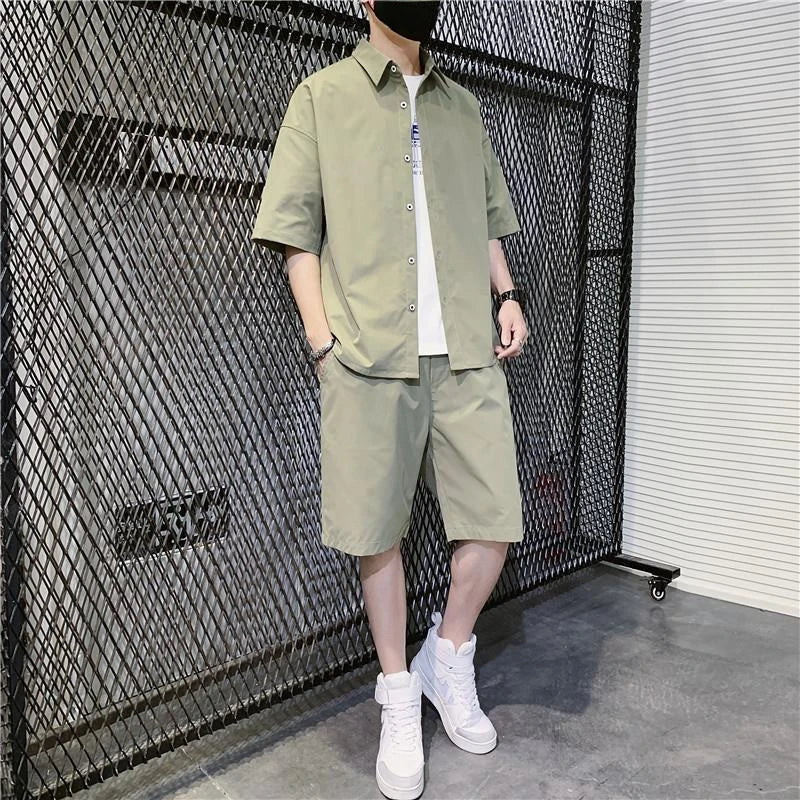 Men's Black Tracksuit Two-Piece Set for Summer Shopping