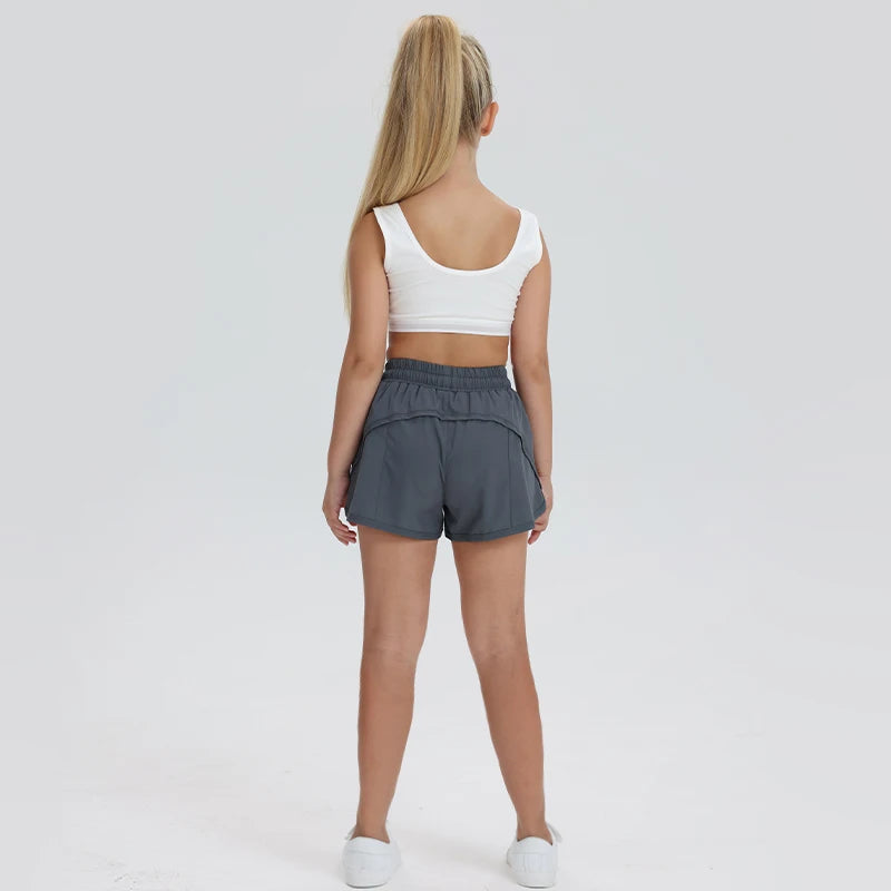 Girls' Athletic Yoga Pants in Polyester and Lycra for Sports