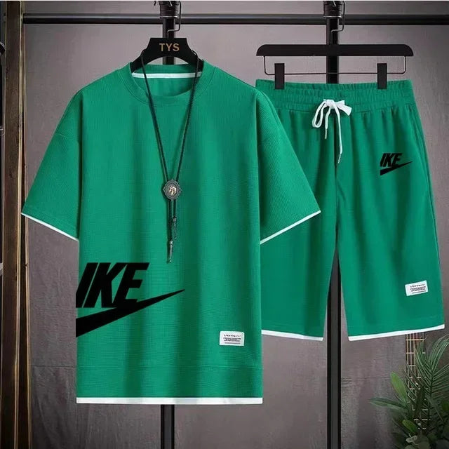 Men's Casual Sportswear Set with Short-Sleeved T-Shirt and Shorts