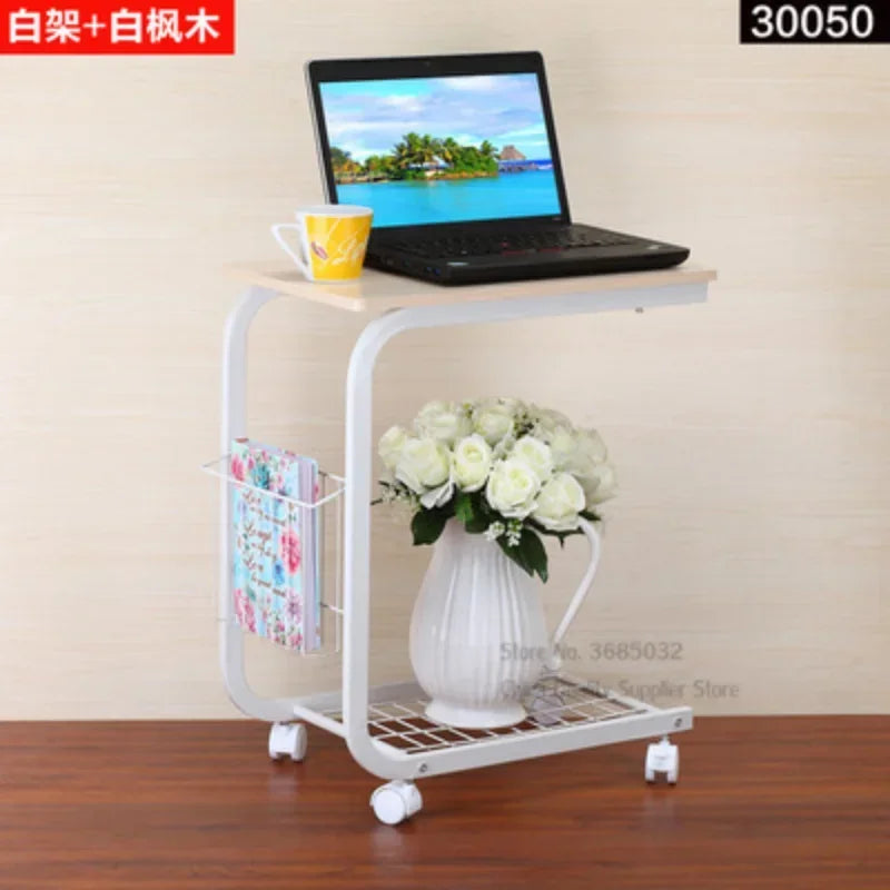 Modern Metal Living Room Table with Wheels and Storage