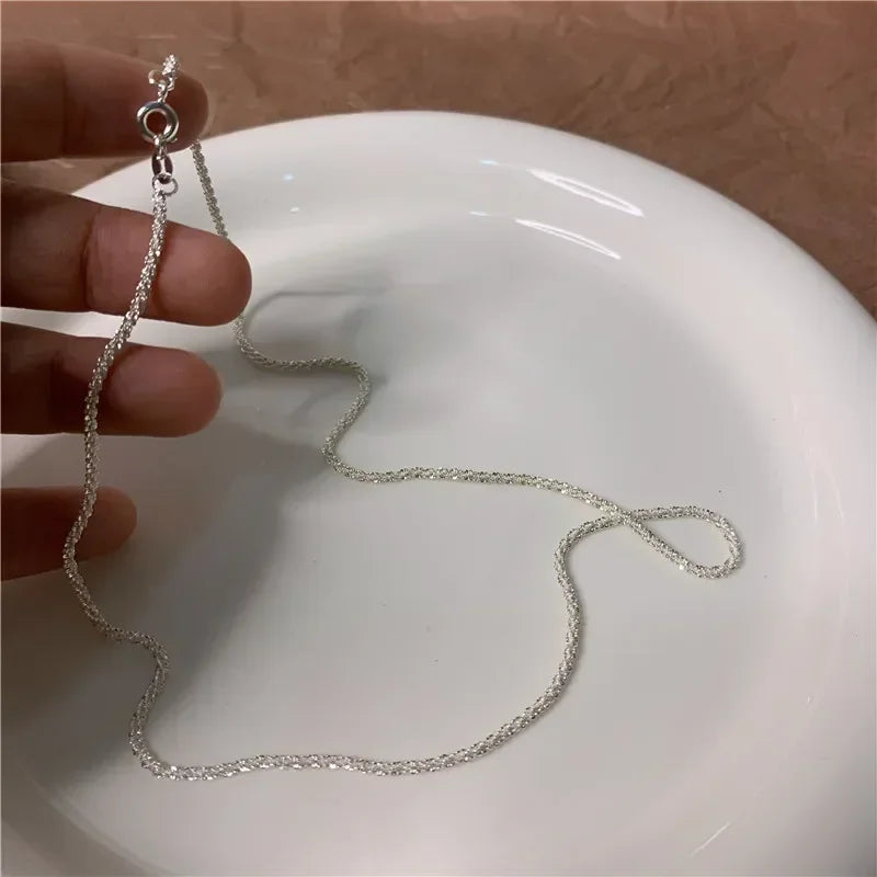 Silver Choker Necklace for Women in Water Wave Style