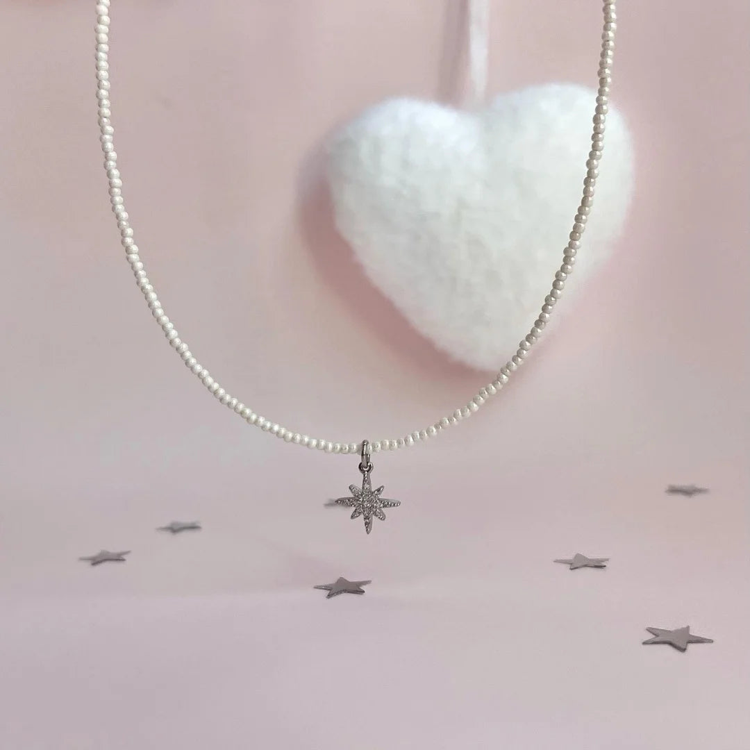 Gold Silver Minimalist Pearl Necklace for Women