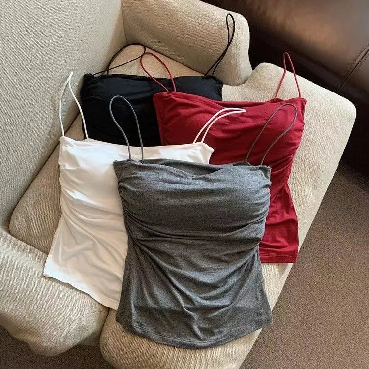Women's Casual Summer Tank Top with Built-In Bra