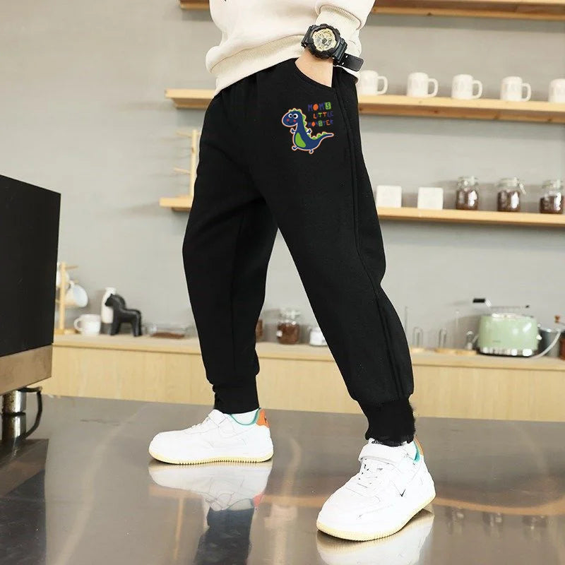 Sporty Cartoon Dinosaur Pants for Boys Aged 4-6 Years