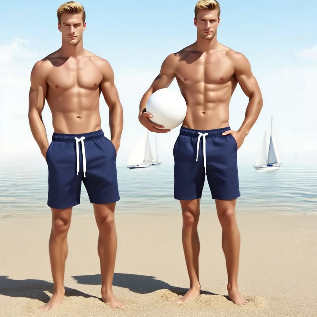 Men's Casual Summer Swim Shorts in Solid Polyester