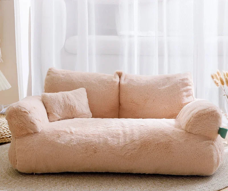 LEZIZI Cat Sofa Plush Crystal Velvet with Cuddle Pillow