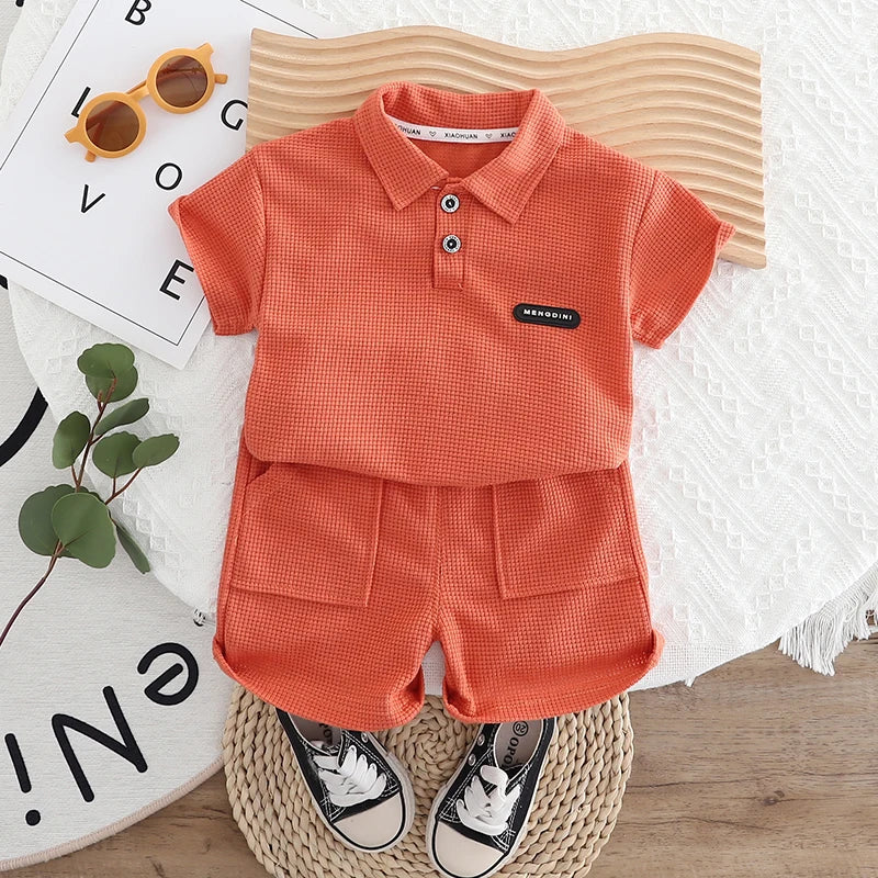 Boys' Casual Cotton Polo Shirt and Shorts Set for Ages 1-3