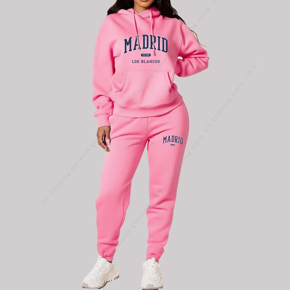 Stylish Women's Hooded Tracksuit Set for Autumn Winter Sports