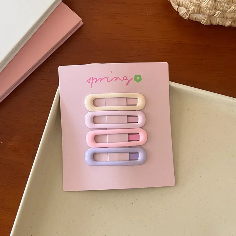 Cute Colorful Geometric Hair Clips Set for Girls