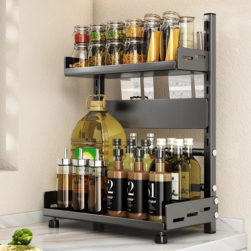 Adjustable Kitchen Countertop Organizer Rack in Steel