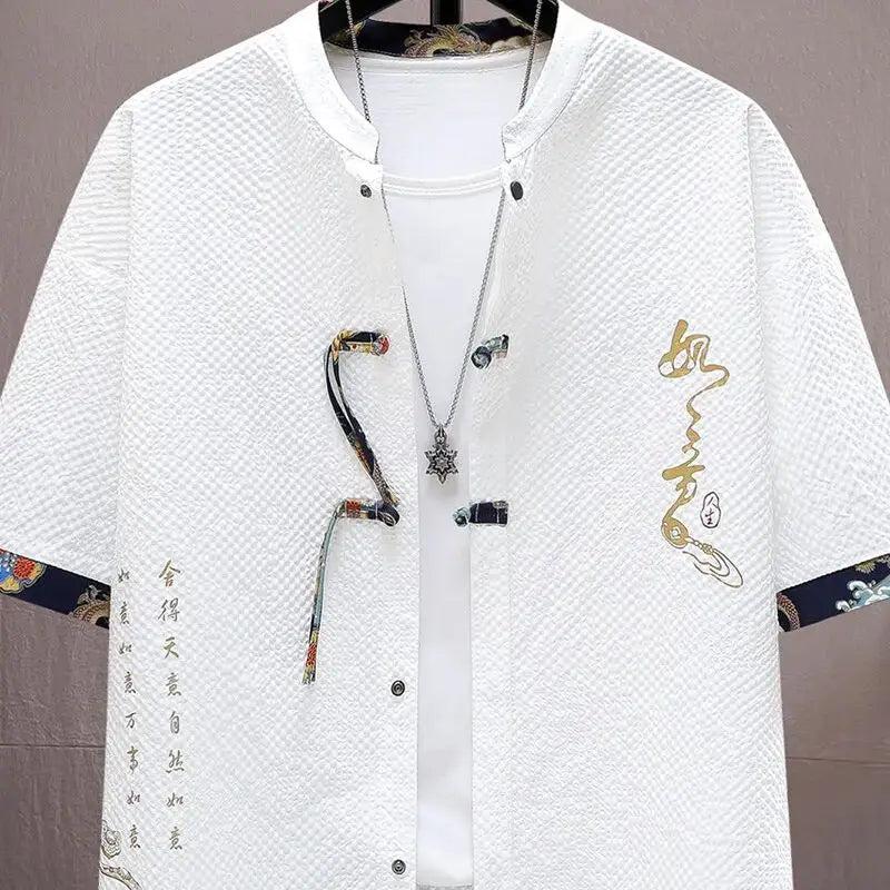 Men's Casual Summer Sportswear Set in Cotton and Polyester