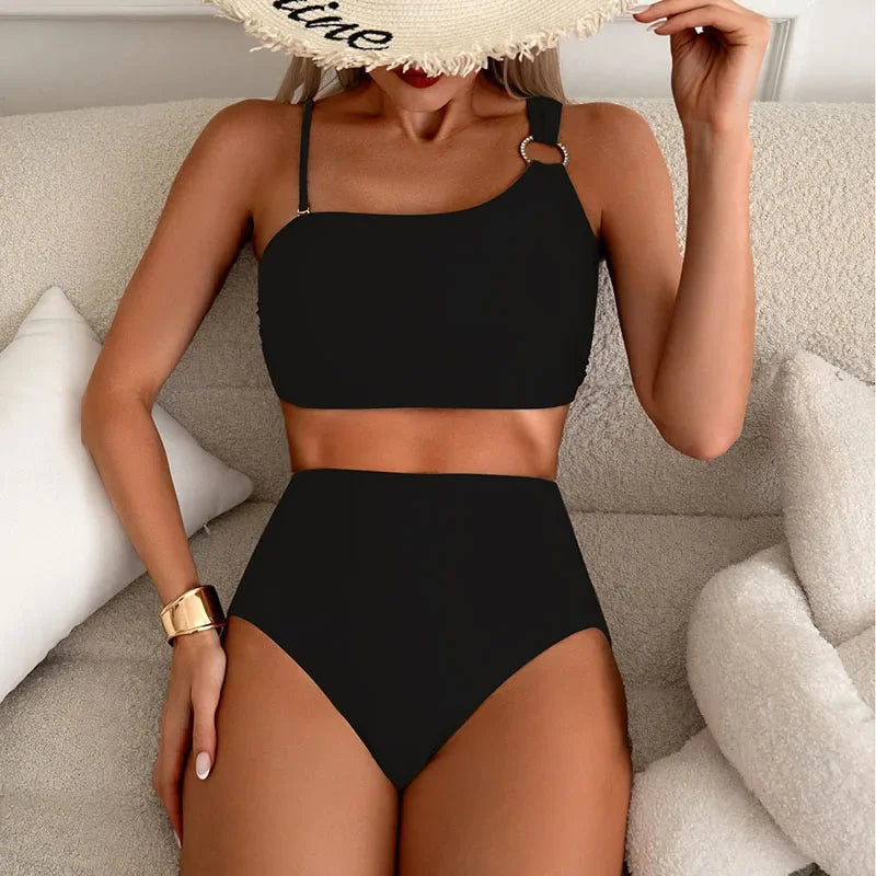 High Waisted Bikini Set for Women with Thin Straps