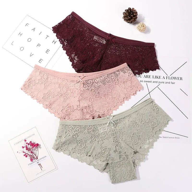 Lace Hollow Briefs Set for Women in Multiple Colors