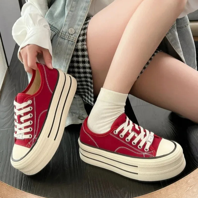 Women's Canvas Platform Sneakers for Summer Casual Wear
