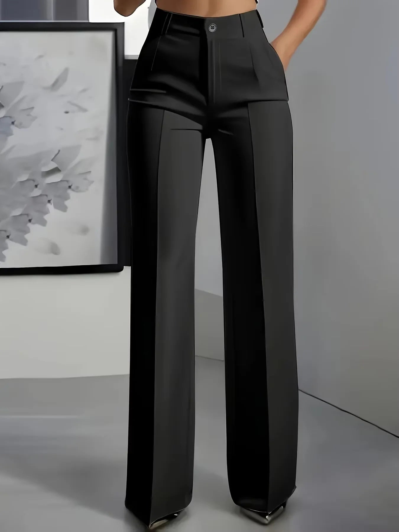 2026 Women's High-Waisted Draped Suit Pants in Solid Twill