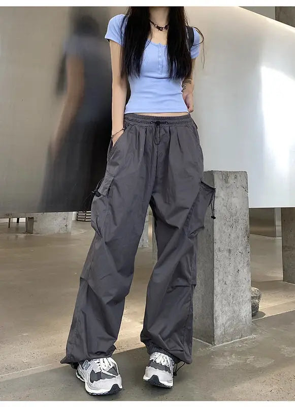 2025 Women's Solid Polyester Cargo Joggers for Sports