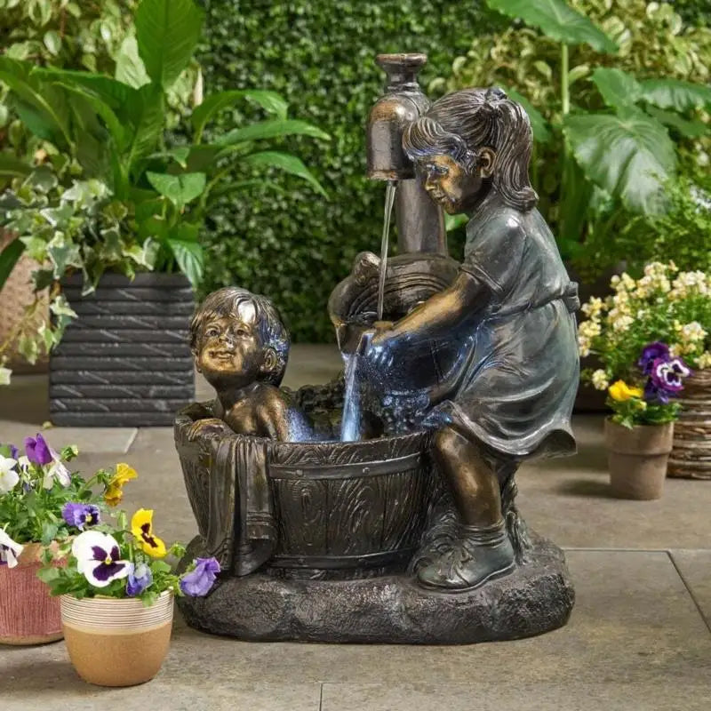 Resin Garden Fountain Statue for Indoor and Outdoor Decor
