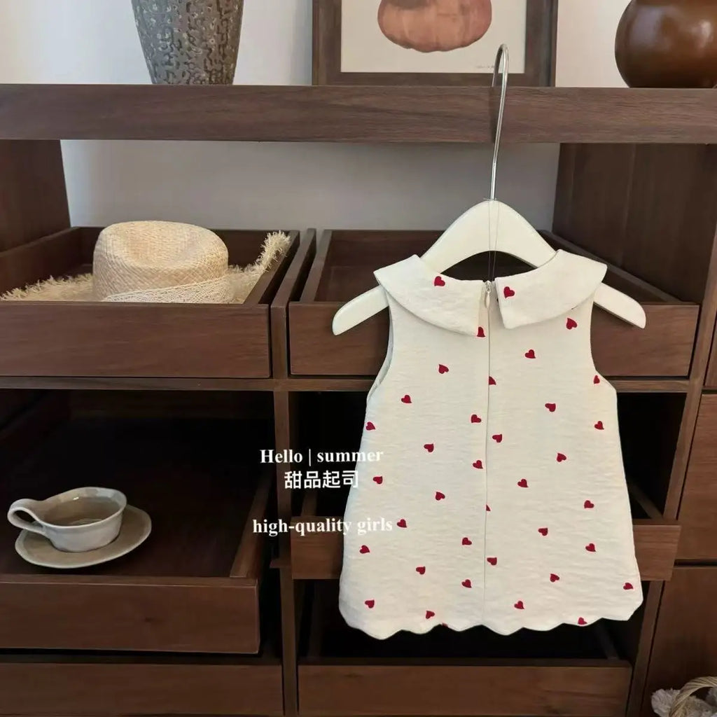 Korean Girls Summer Cotton Heart Dress for Ages 1-3