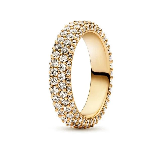 925 Silver Zircon Ring for Women - 18K Gold Plated Heart Design