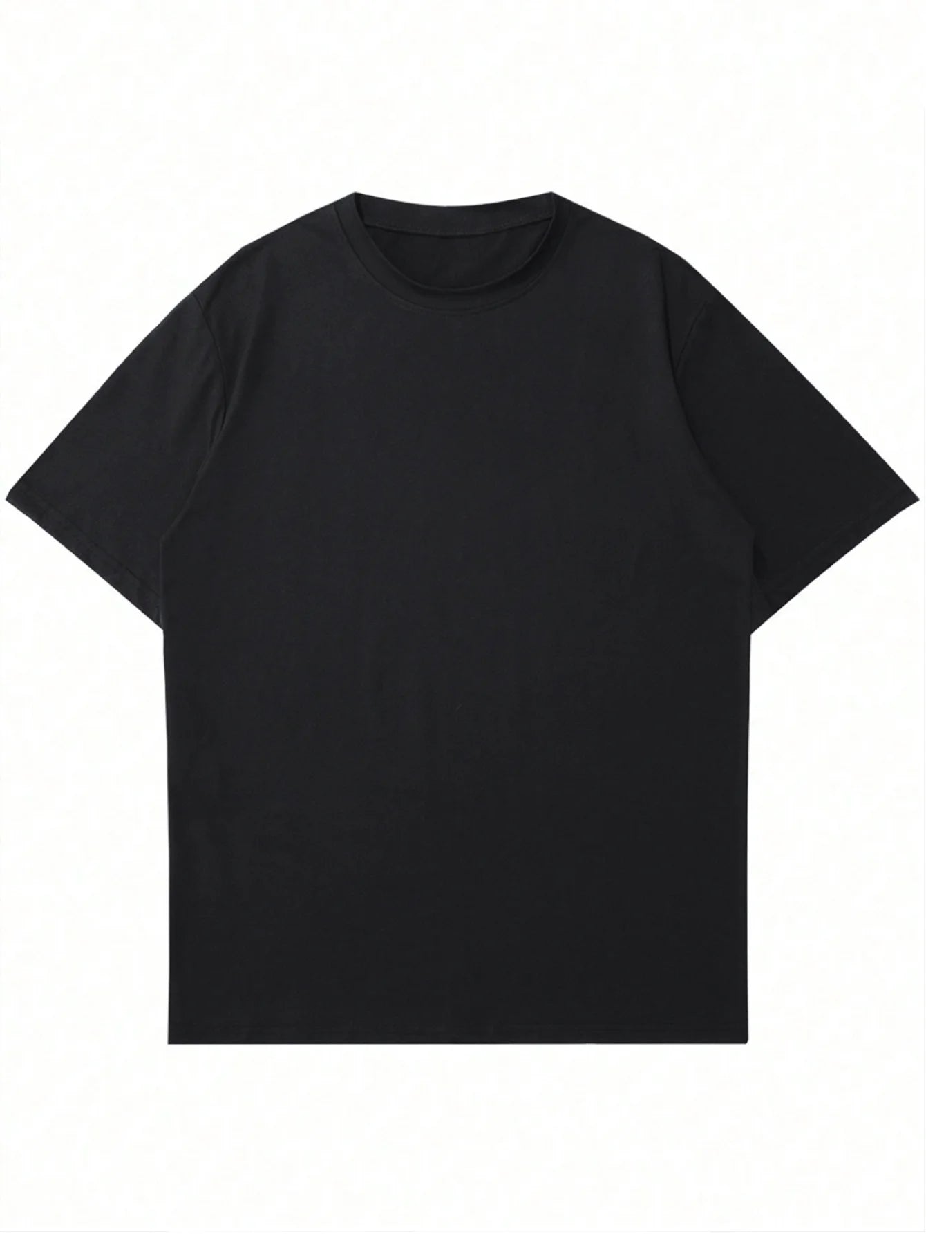 Men's Rap-Style Hip-Hop Patterned Printed T-Shirt Cotton Short-Sleeved Round-Neck Black Loose-Fitting Fashionable Summer Top