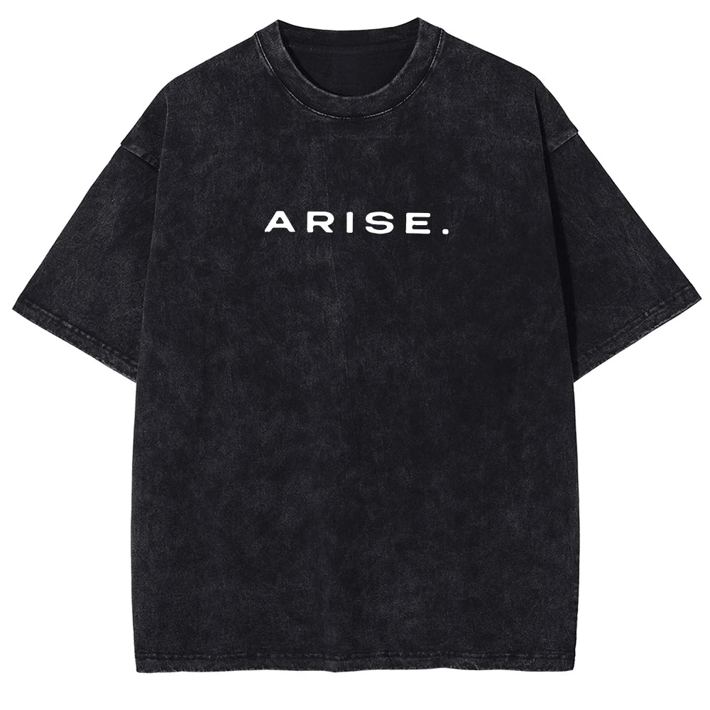 ARISE Solo Leveling T-shirt Manga Graphic T Shirt Vintage Washed Cotton Tshirts Short Sleeve Oversized Tee Men Women Clothing