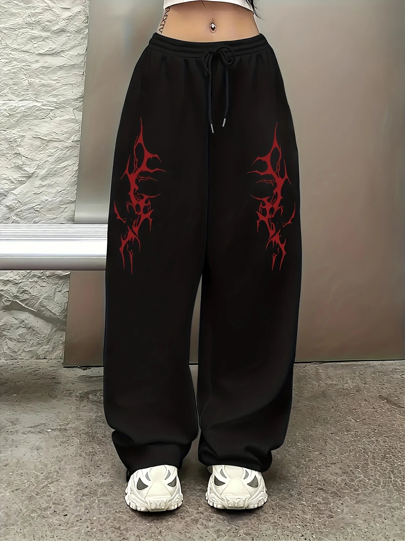 Casual Cotton Knit Jogger Pants for Women with Drawstring