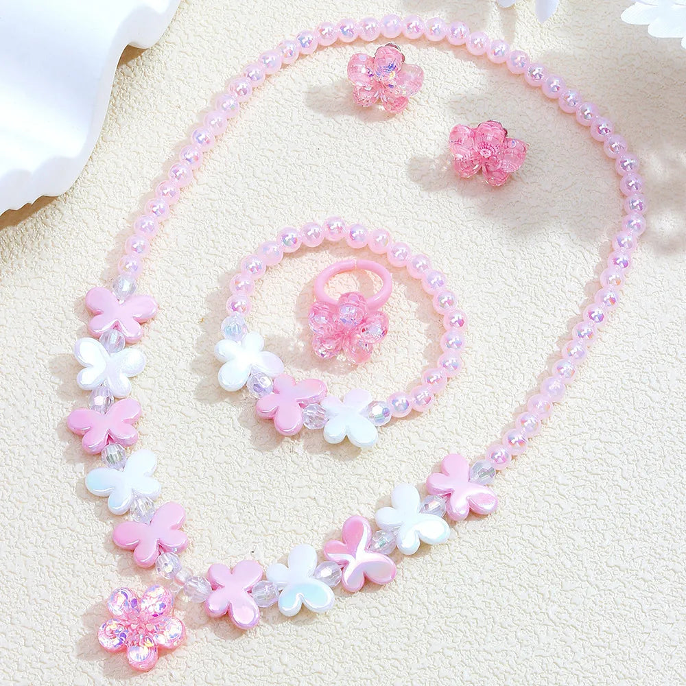 Cute Floral 5-Piece Jewelry Set for Baby Girls Aged 4-6Y