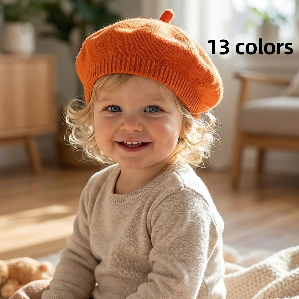 Solid Color Baby Beret Hat for Spring Infant Protection
