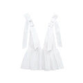 HH Woman Sexy Sleeveless Backless Deep V-Neck Slim Elegant Tops 2025 Summer New Women's White Bow Wrinkles Decorate Top