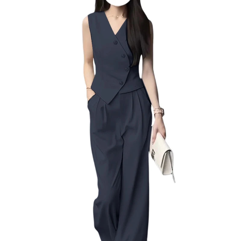 ZANZEA Summer Sleeveless Tops and Wide Leg Trousers Set