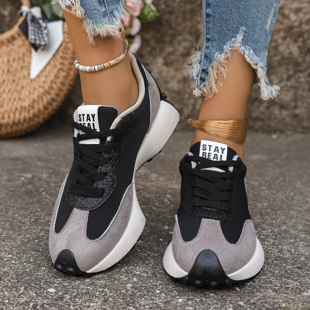 Women Lace Up Platform Sneakers for Autumn Walking