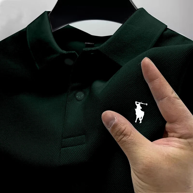 Men's Polo shirt with multiple color options.Small horse print collar short-sleeved T-shirt. Business casual breathable golf top