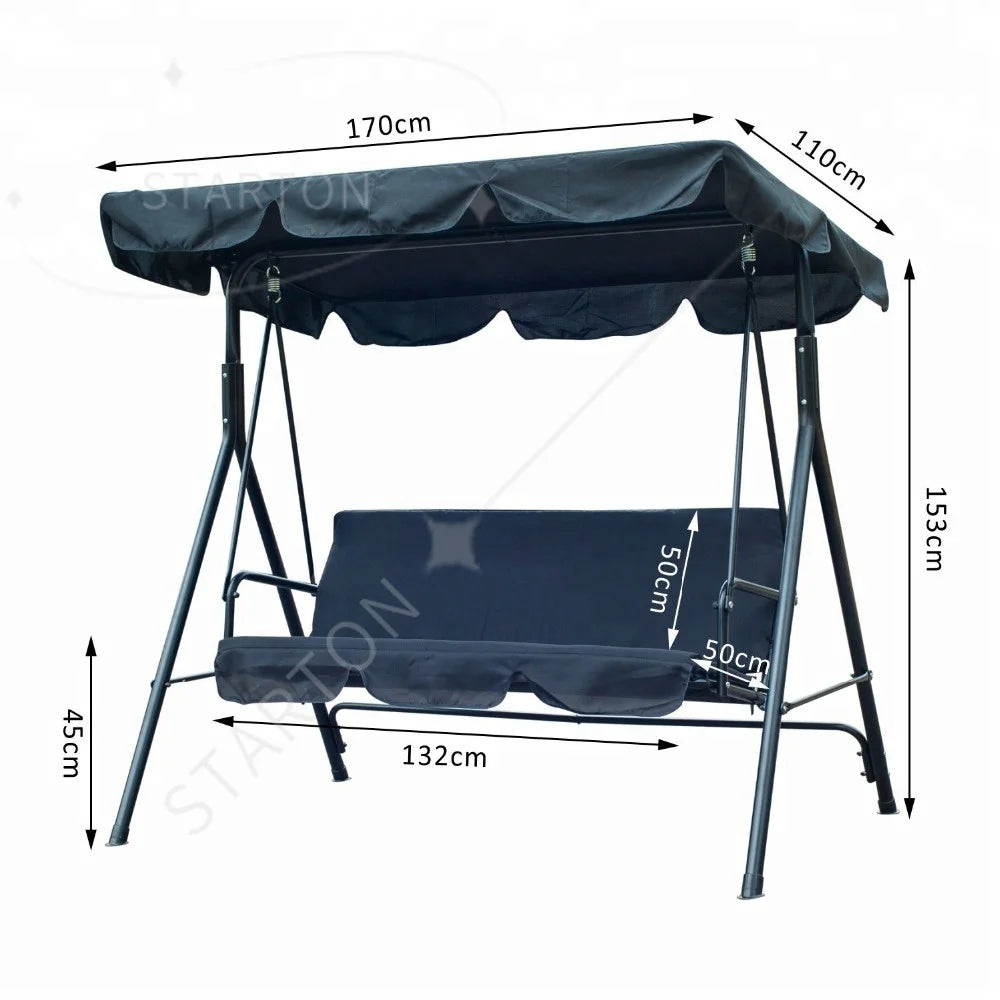 Modern Outdoor 2-Seat Patio Swing with Canopy and Metal Frame