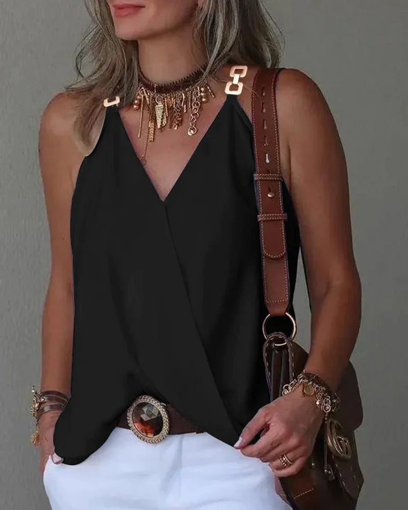 Summer Print Sleeveless Blouse for Women in Jersey Fabric