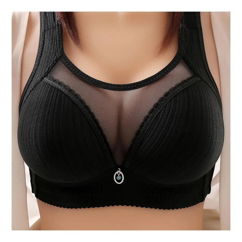 Comfortable Women Wireless Push-up Sports Bra with Wide Straps