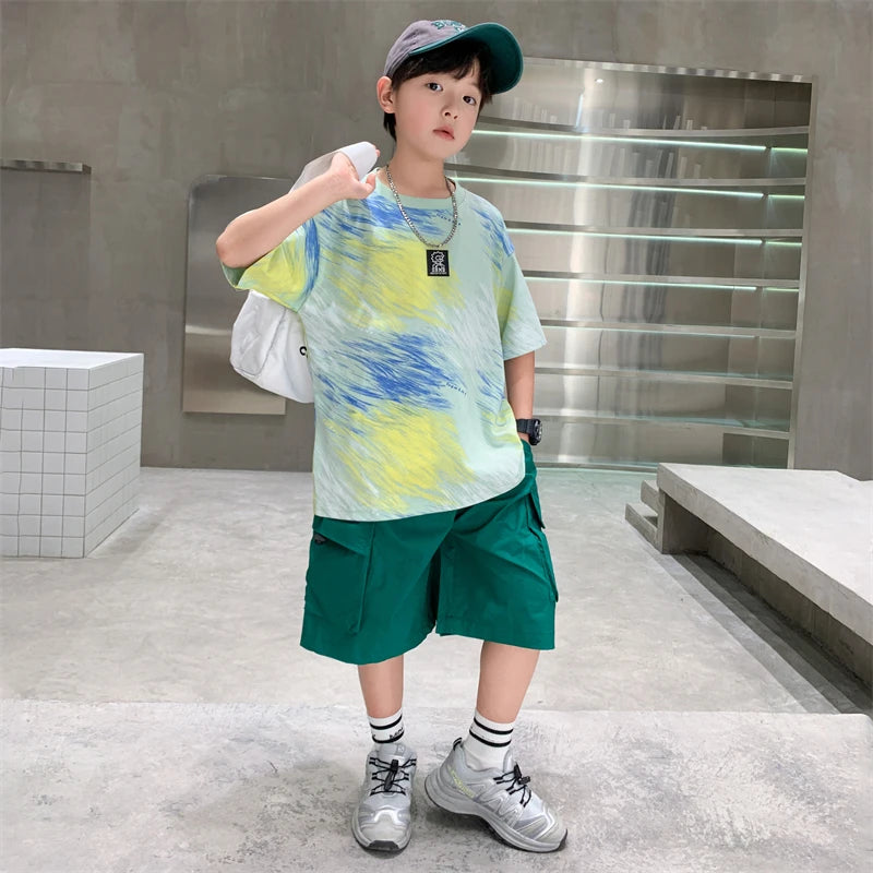 Boys Summer Clothing Set Casual Outfit for Ages 5-14