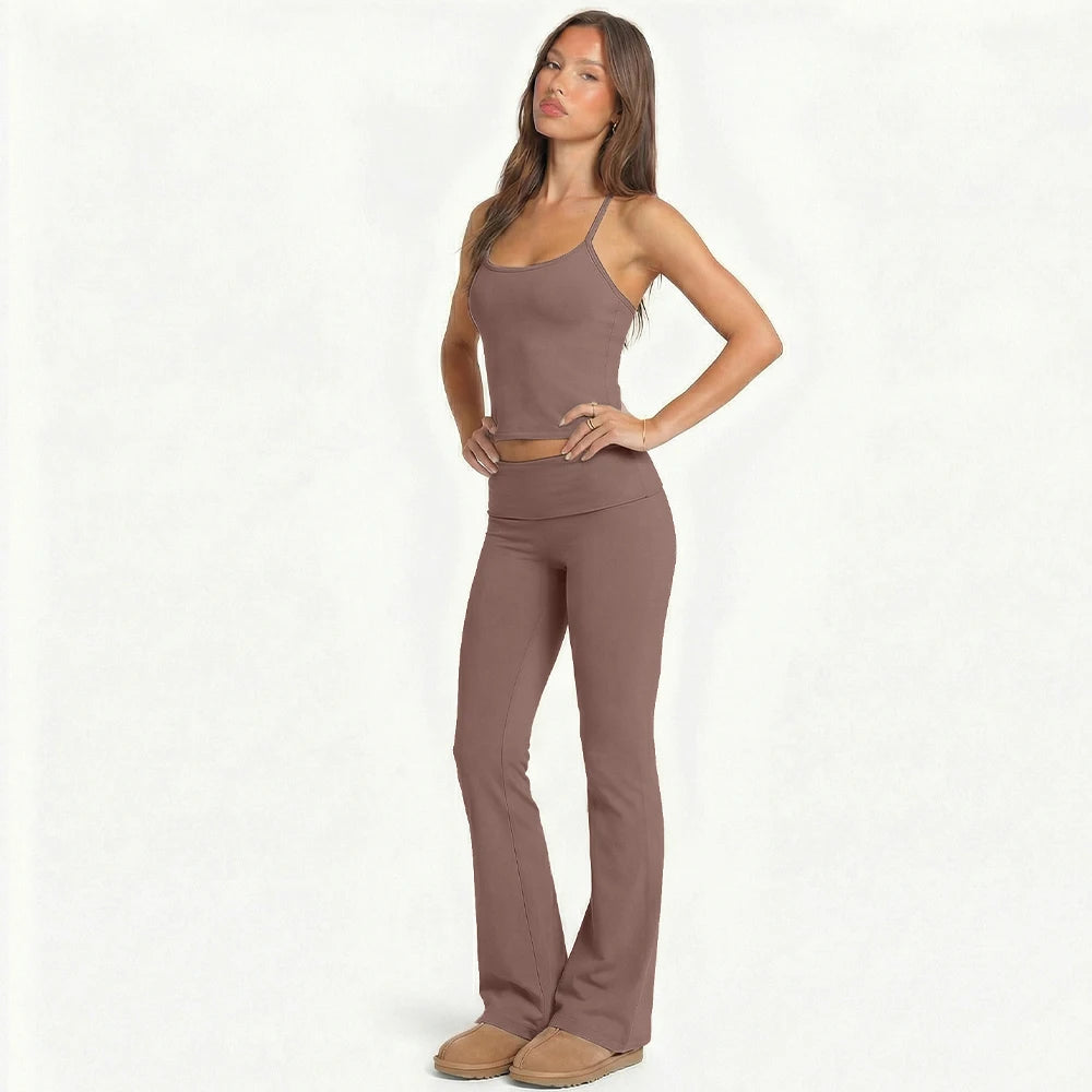 High Waist Flare Pants Yoga Set for Women by MALEY LifeStyle