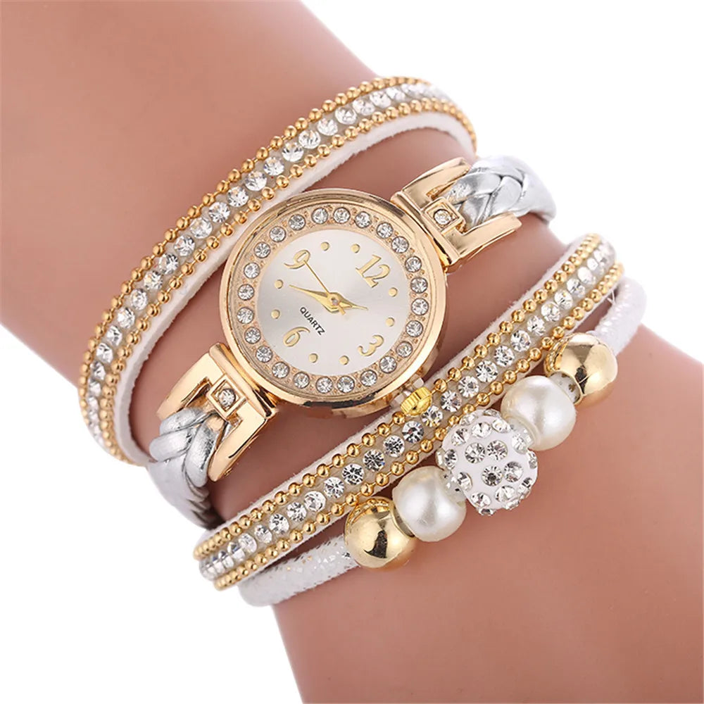 RUNERR Women's Leather Wrap Around Bracelet Watch Fashion