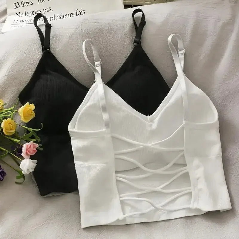 Backless Women's Tank Top with Built-In Bra for Summer