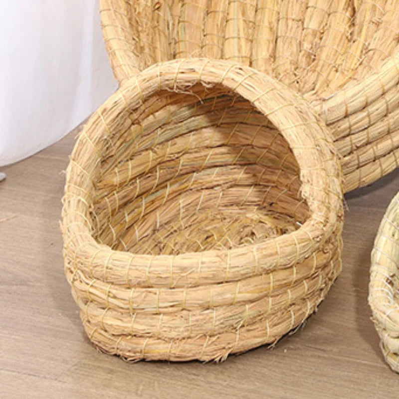 Hand-Woven Straw Pet Nest for Small Animals Comfort