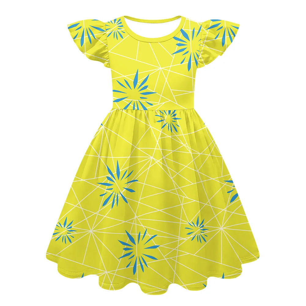 Girls Disgust Printed Princess Dress for Birthday and Cosplay