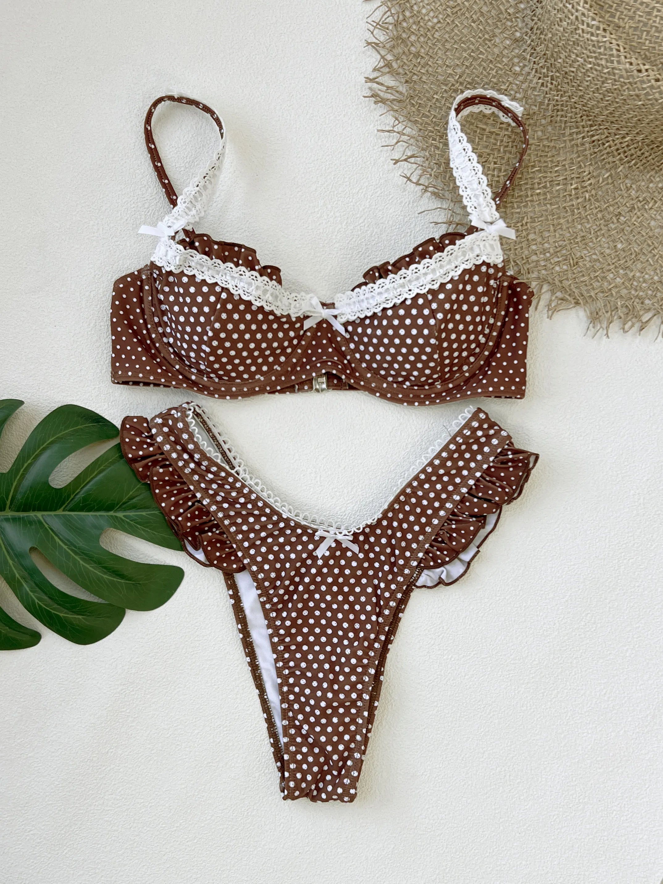 Sexy Dot Print Low Waist Bikini Set for Women
