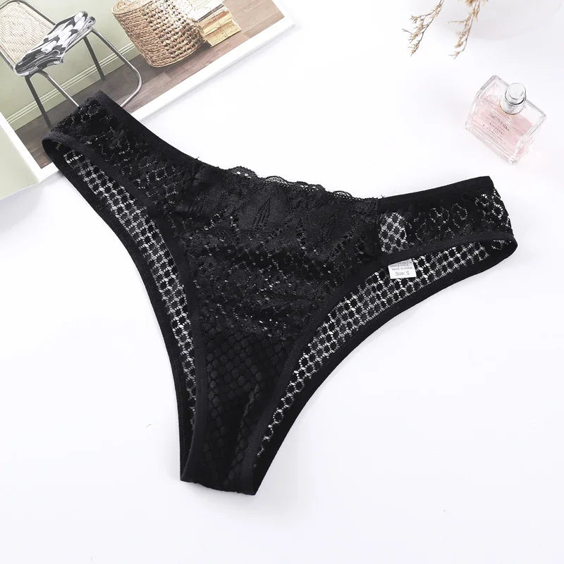 Lace Mesh Hook Briefs for Women Low Waist Seamless Underpants