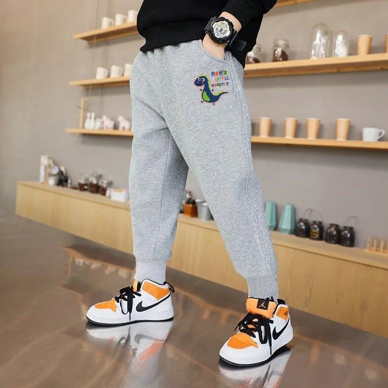 Sporty Cartoon Dinosaur Pants for Boys Aged 4-6 Years