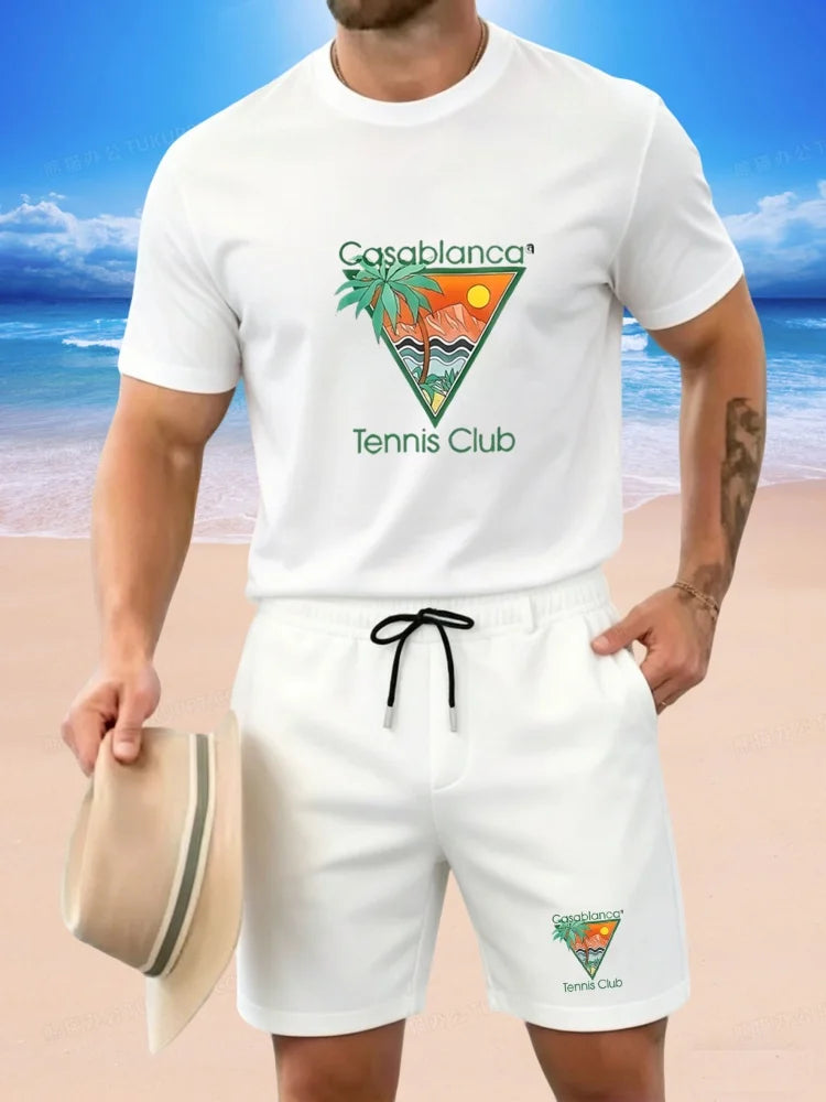 2026 New Trendy Men's Casual Set: A Simple and Stylish Short Sleeved Breathable Top and Pants Two-piece Set, Easy and Versatile