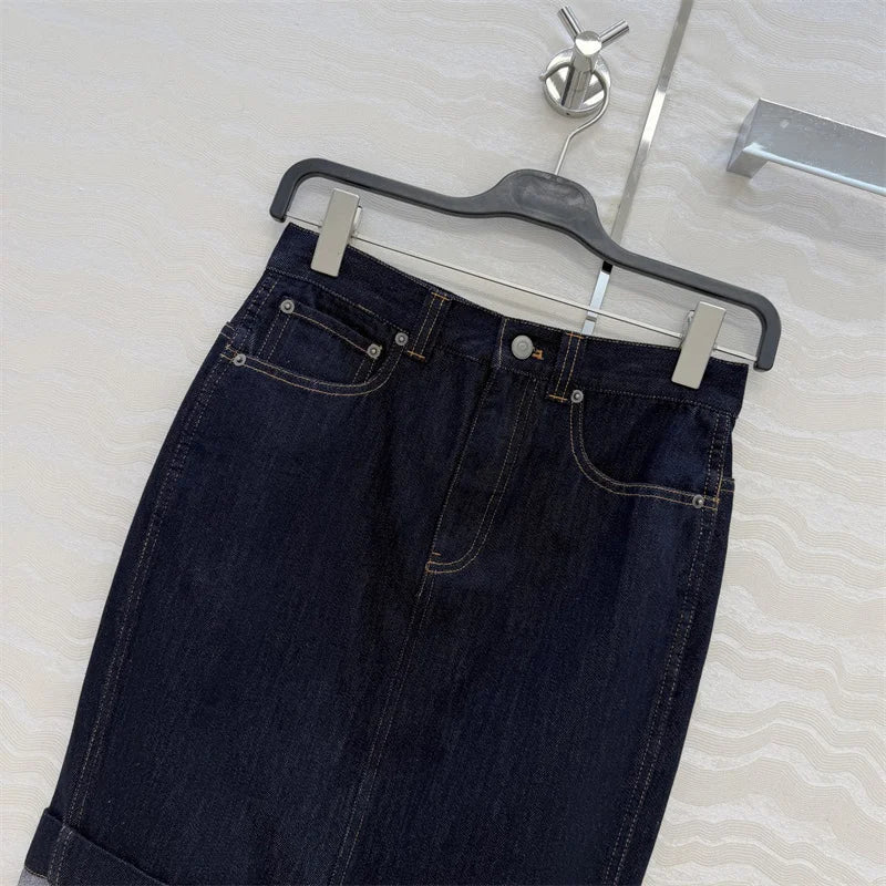 High Waisted Straight Tube Denim Skirt for Women