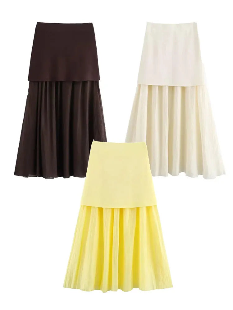 HH Womens Elegant Solid Long Skirt High Waist Beachwear